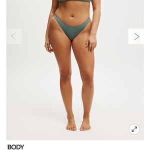 Cotton On khaki green high side Brazilian Bikini Bottom ribbed size XL